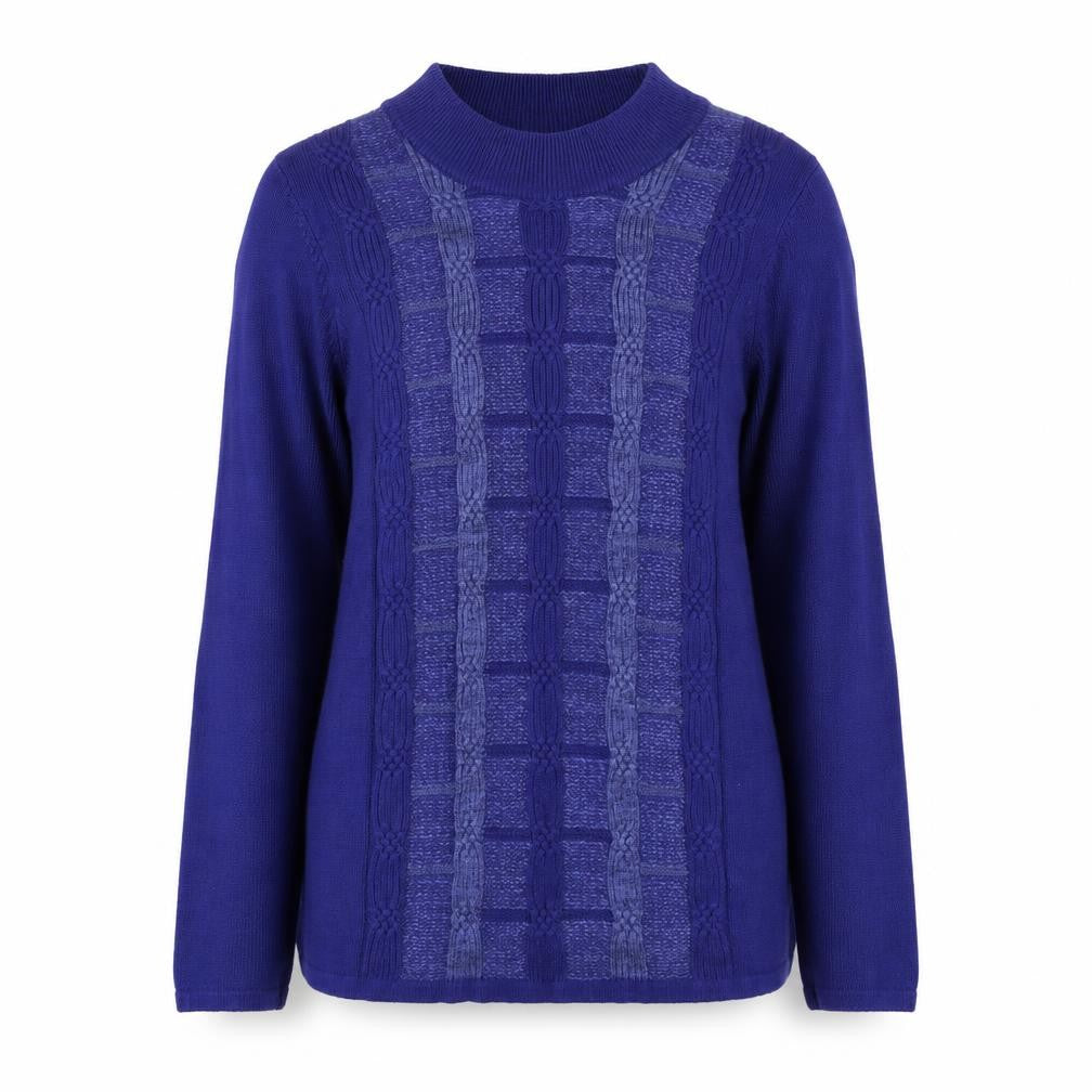 Bonmarché Womens Blue Round Neck Acrylic Pullover Jumper Size M