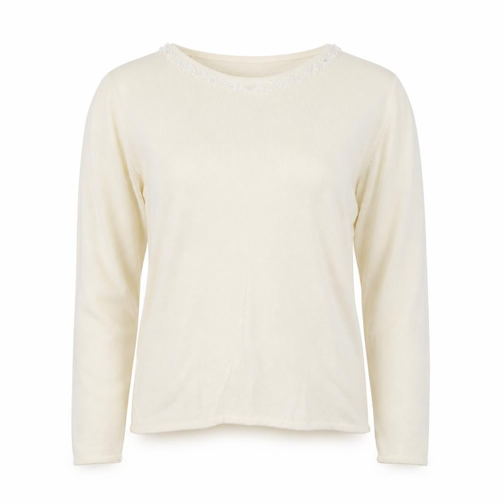 Pure&Natural Womens Ivory Round Neck Acrylic Pullover Jumper Size 14