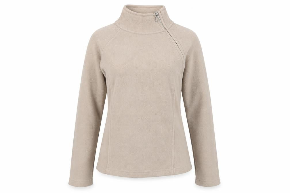 Front view of Active women’s beige polyester pullover sweatshirt, size UK 8, zip