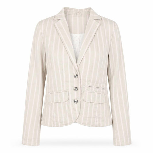 Front view of Next women’s beige striped cotton jacket blazer, size UK 10