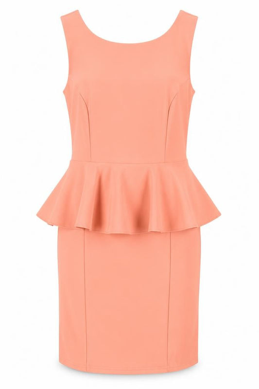 Front view of Topshop women’s pink polyester a-line, size UK 10, round neck zip