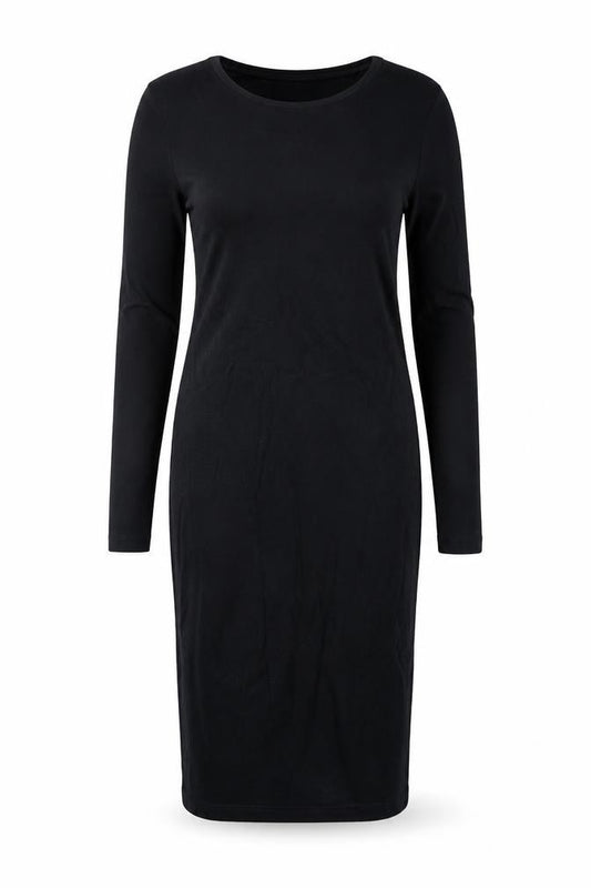 Front view of ASOS women’s black viscose bodycon, size 4XL, round neck pullover