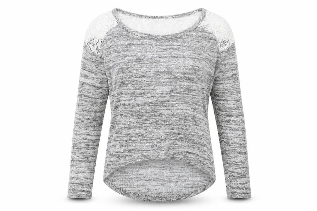 Poof Womens Grey Boat Neck Cotton Pullover Jumper Size S