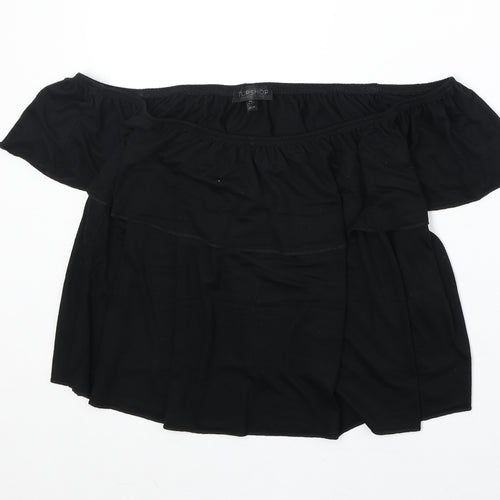 Topshop Womens Black Viscose Basic Blouse Size 16 Off the Shoulder - Ruffle