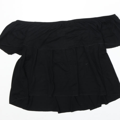 Topshop Womens Black Viscose Basic Blouse Size 16 Off the Shoulder - Ruffle