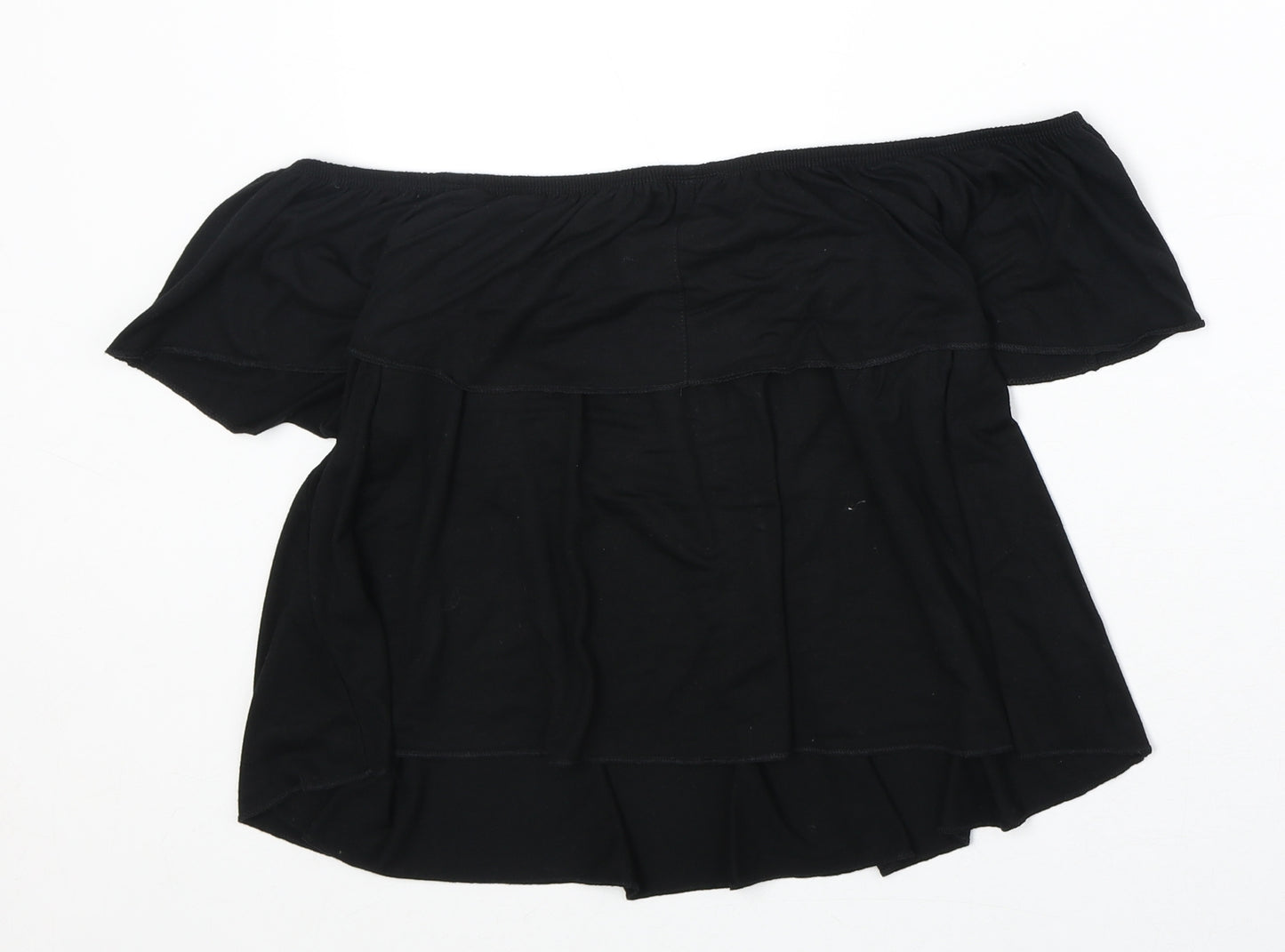 Topshop Womens Black Viscose Basic Blouse Size 16 Off the Shoulder - Ruffle