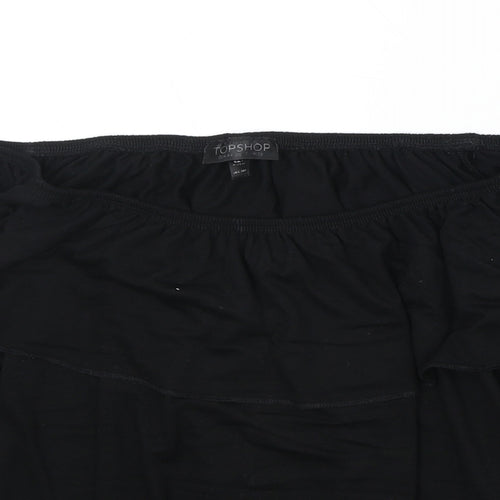 Topshop Womens Black Viscose Basic Blouse Size 16 Off the Shoulder - Ruffle