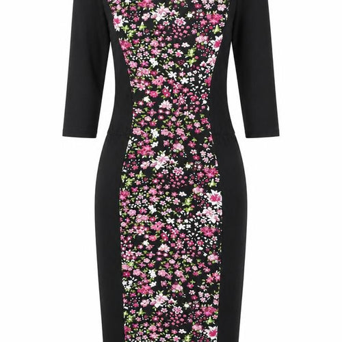 Club L Womens Black Floral Viscose Bodycon Size 8 Round Neck Pullover