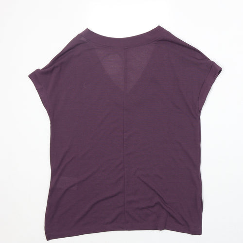 Reebok Womens Purple Polyester Jersey T-Shirt Size S V-Neck Pullover