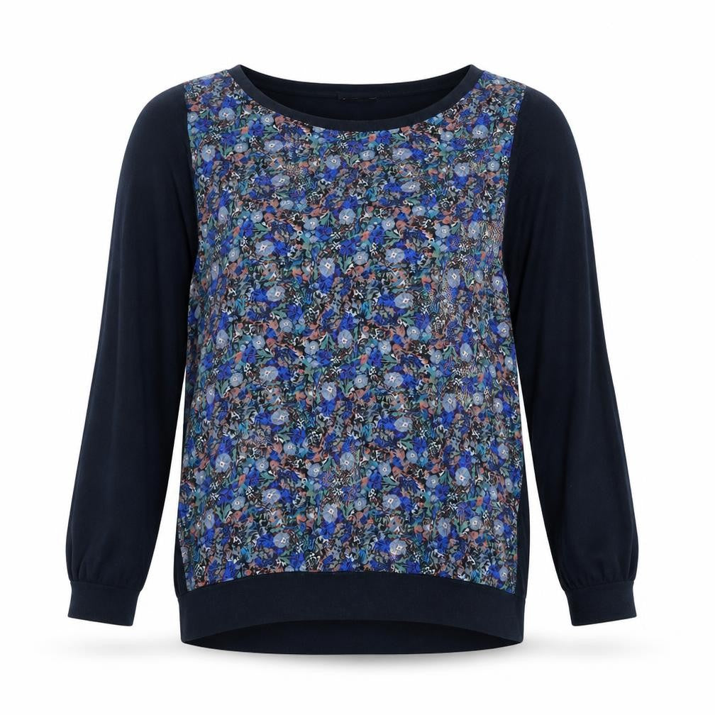 Warehouse Womens Blue Boat Neck Floral Viscose Pullover Jumper Size 10