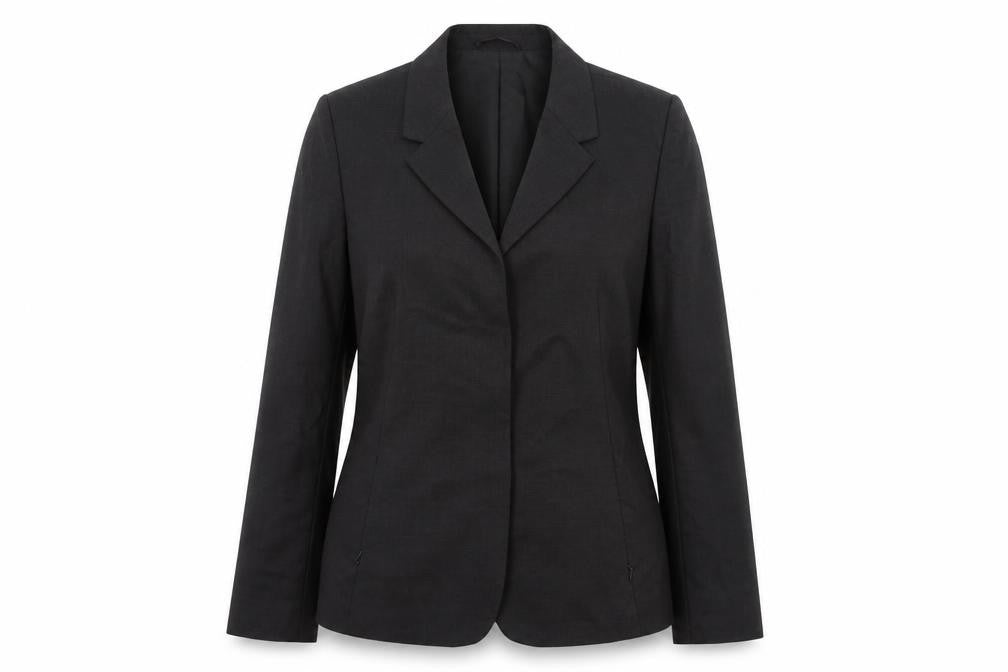 Front view of Next women’s grey wool jacket suit jacket, size UK 14