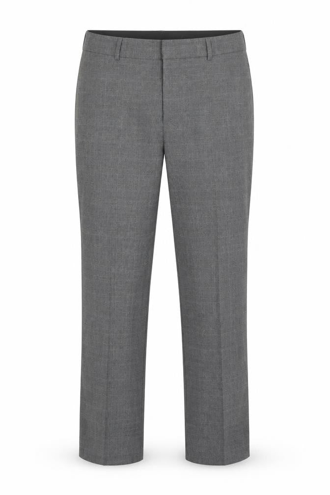 Loom Womens Grey Plaid Polyester Chino Trousers Size 32 L30 in Regular Hook & Eye