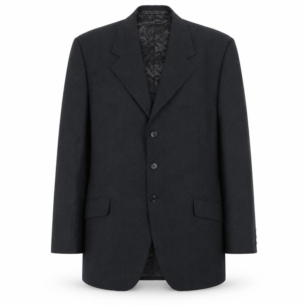 Front view of julien felonek men’s grey striped polyester jacket suit jacket, size 40, regular