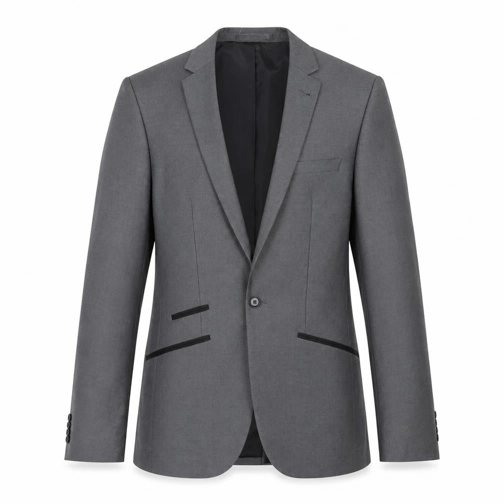 Front view of Matalan men’s grey polyacrylate fibre jacket suit jacket, size 36, regular