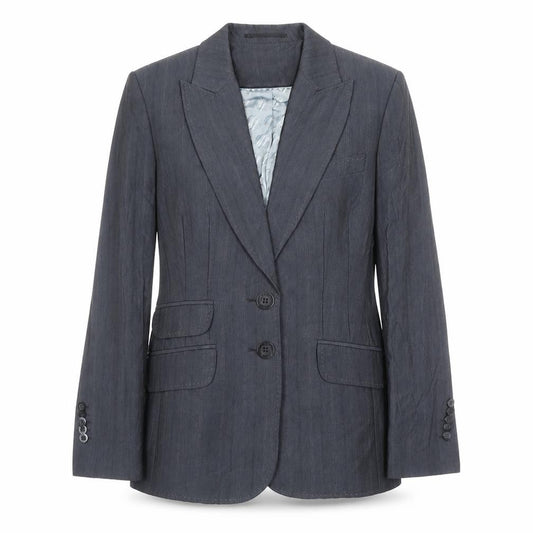 Front view of Next women’s blue viscose jacket suit jacket, size UK 14, - five-button jacket sleeve