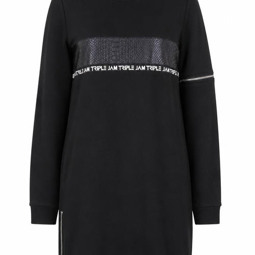 Jason Wood Womens Black Cotton Jumper Dress Size M Mock Neck Pullover