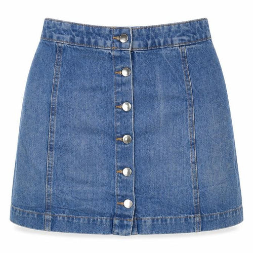 H&M Womens Blue Cotton A-Line Skirt Size 10 Zip