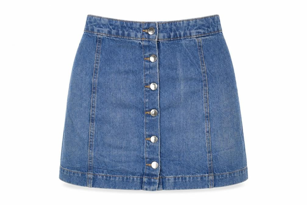 H&M Womens Blue Cotton A-Line Skirt Size 10 Zip
