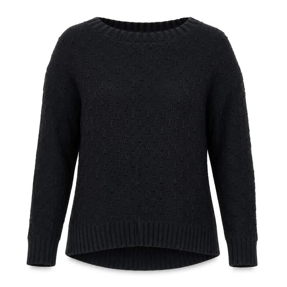 Front view of Gap women’s black round neck cotton jumper, size XS