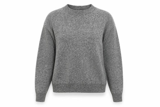 Front view of H&M women’s grey round neck acrylic jumper, size S
