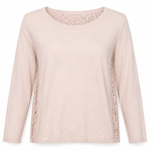 NEXT Womens Pink Round Neck Cotton Pullover Jumper Size 12 - Lace Details on Back