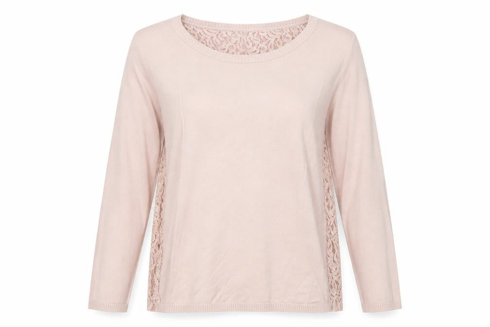 NEXT Womens Pink Round Neck Cotton Pullover Jumper Size 12 - Lace Details on Back