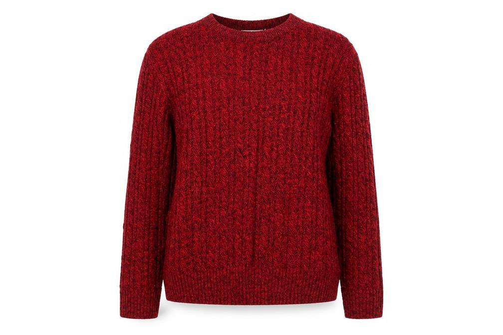 Front view of Choice women’s red round neck geometric polyester jumper, size S