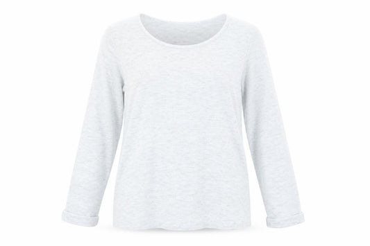 Front view of F&F women’s blue round neck geometric acrylic jumper, size M