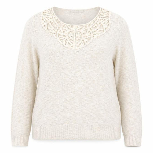 George Womens Ivory Round Neck Cotton Pullover Jumper Size 16 - Lace Details