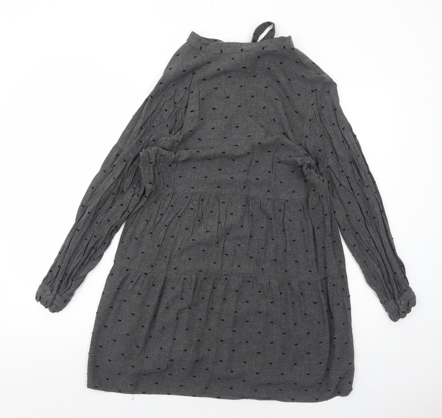 Zara Womens Grey Polka Dot Viscose A-Line Size S V-Neck Pullover