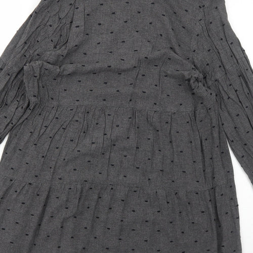 Zara Womens Grey Polka Dot Viscose A-Line Size S V-Neck Pullover