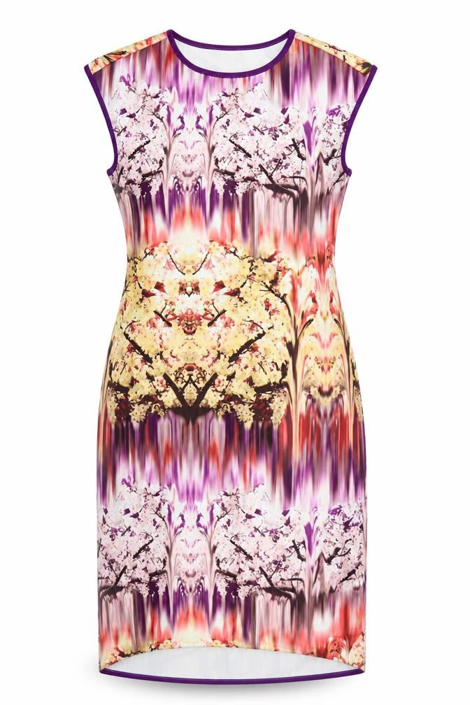 Front view of Papaya women’s multicoloured geometric polyester a-line, size UK 12, round neck pullover
