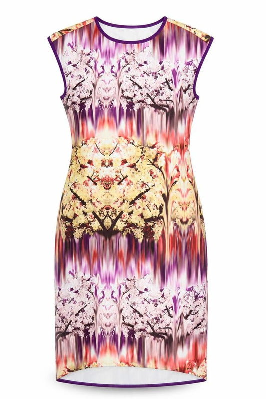 Front view of Papaya women’s multicoloured geometric polyester a-line, size UK 12, round neck pullover