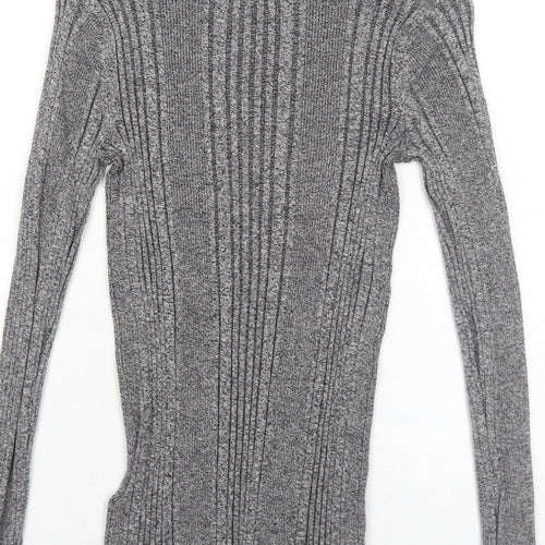 Marks and Spencer Womens Grey Boat Neck Viscose Pullover Jumper Size 8 Pullover