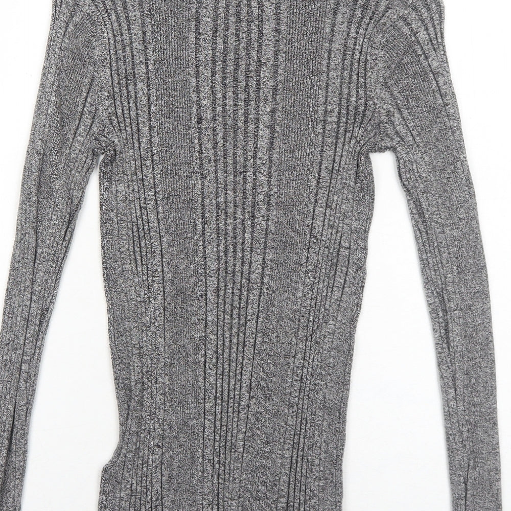 Marks and Spencer Womens Grey Boat Neck Viscose Pullover Jumper Size 8 Pullover