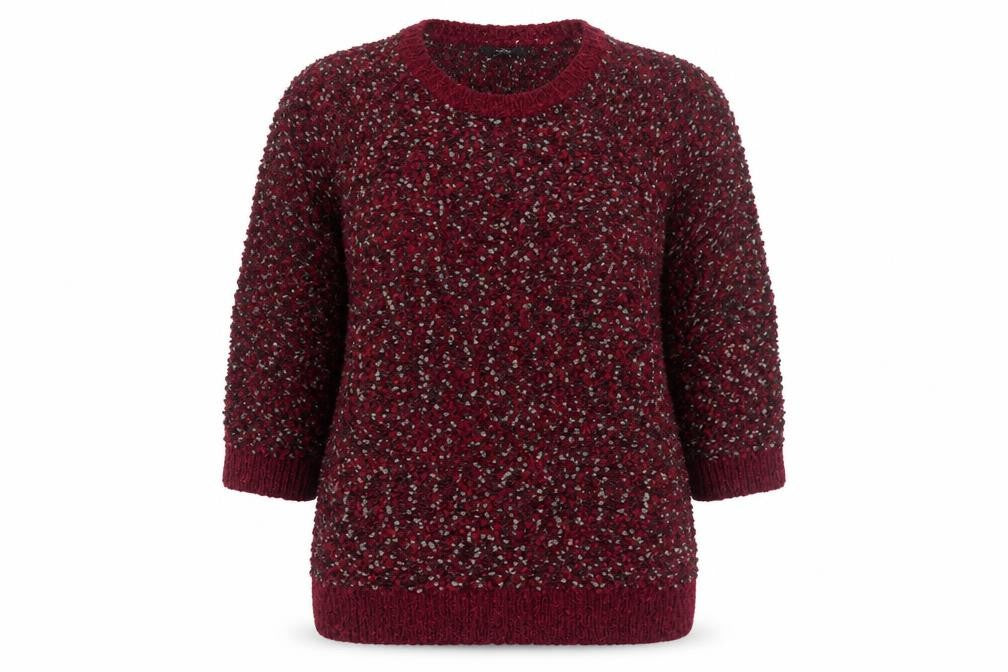 Front view of Bonmarché women’s red boat neck polyester jumper, size L