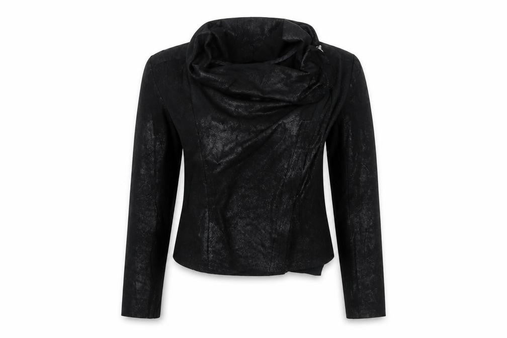 Front view of Selection women’s black jacket, size UK 8, zip