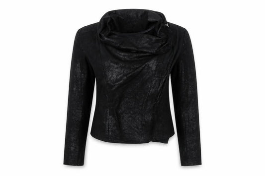 Front view of Selection women’s black jacket, size UK 8, zip
