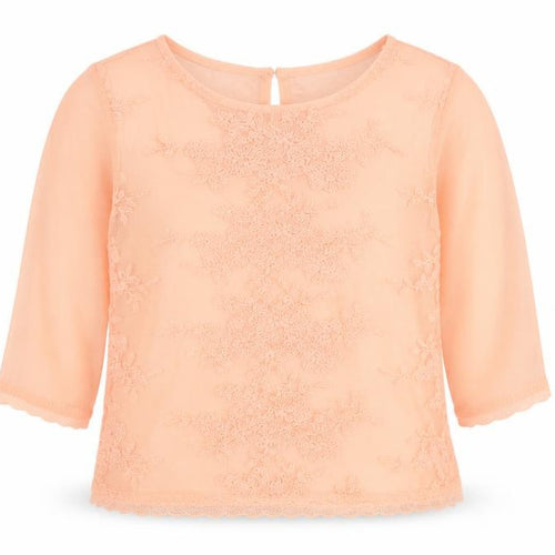 F&F Girls Pink Floral Polyester Basic Blouse Size 5-6 Years Round Neck Button