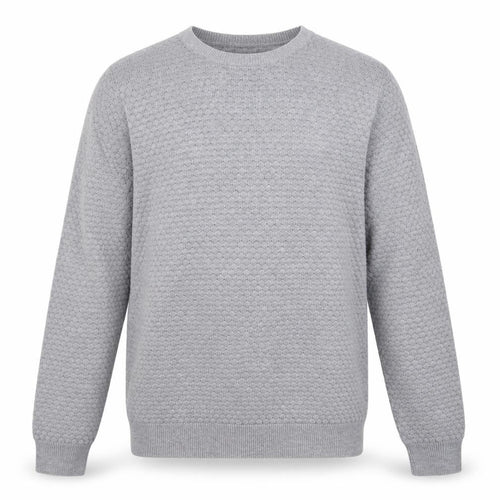 Easy Mens Grey Round Neck Cotton Pullover Jumper Size S Long Sleeve