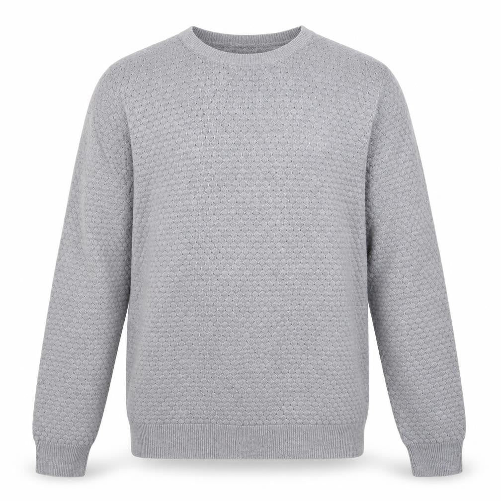 Easy Mens Grey Round Neck Cotton Pullover Jumper Size S Long Sleeve