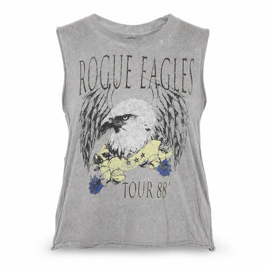 Front view of ASOS women’s grey cotton basic tank, size UK 8, round neck - rogue eagles