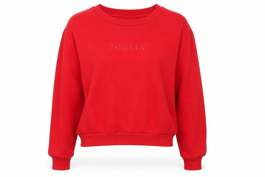 Front view of Divided women’s red cotton pullover sweatshirt, size S, pullover - darlin