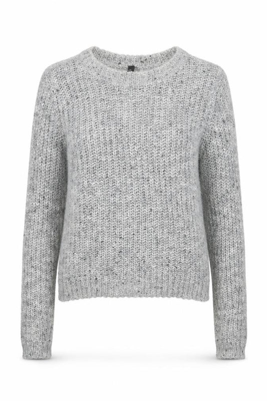 Front view of Divided women’s grey round neck acrylic jumper, size XS