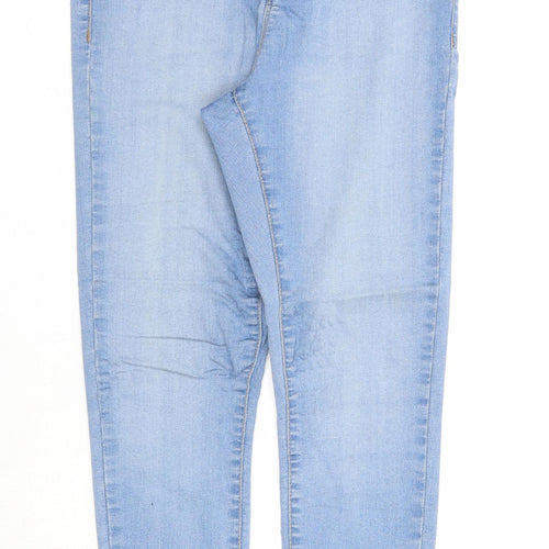Miss Selfridge Womens Blue Cotton Skinny Jeans Size 10 Regular Zip - Raw Hem