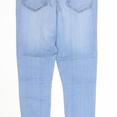 Miss Selfridge Womens Blue Cotton Skinny Jeans Size 10 Regular Zip - Raw Hem