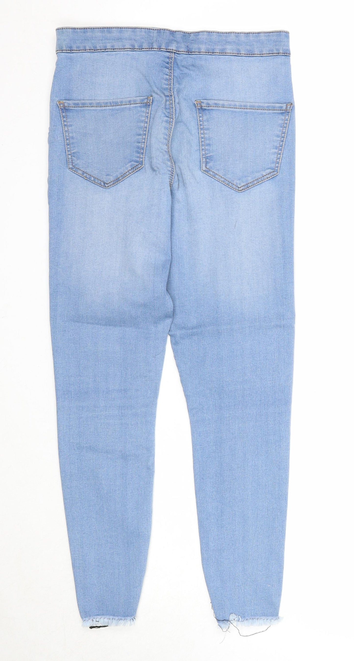 Miss Selfridge Womens Blue Cotton Skinny Jeans Size 10 Regular Zip - Raw Hem
