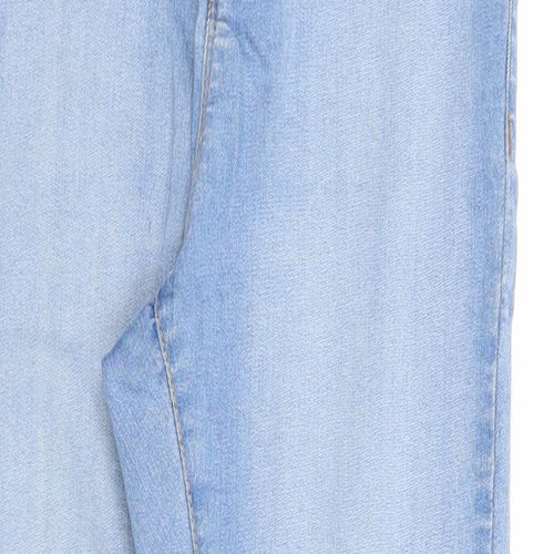 Miss Selfridge Womens Blue Cotton Skinny Jeans Size 10 Regular Zip - Raw Hem