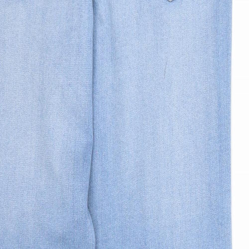 Miss Selfridge Womens Blue Cotton Skinny Jeans Size 10 Regular Zip - Raw Hem