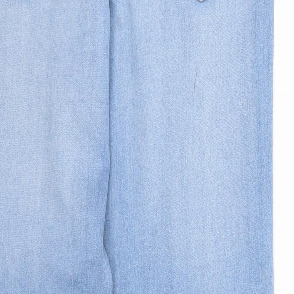 Miss Selfridge Womens Blue Cotton Skinny Jeans Size 10 Regular Zip - Raw Hem